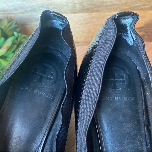 TORY BURCH Black Patent Leather Wedges - Picture 5 of 7